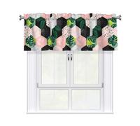 Drekrid Valances for Windows, Tropical Geometry Light Filtering Small Soft Short Kitchen Curtains for Bedroom Bathroom Basement Cafe, Solid Rod Pocket, 137x46cm, 1 Panel