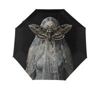 Drekrid Windproof Compact Umbrellas for Rain - Death Moth Gothic Lightweight Portable Automatic Reverse Folding Umbrellas - Auto Open Close Cute Small Umbrella for Commute, Car, Backpack, Purse