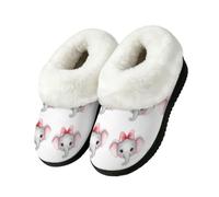 Drekrid Women's Fuzzy Memory Foam Slippers Soft Warm Plush House Shoes | Comfy Cozy Slip-On, Indoor Outdoor, Non-slip Rubber Sole, Closed Back - Baby Elephant