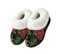 Drekrid Women's Fuzzy Memory Foam Slippers Soft Warm Plush House Shoes | Comfy Cozy Slip-On, Non-slip Rubber Sole, Closed Back, Winter Bedroom Indoor Outdoor - Poppy Dandelion