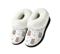 Drekrid Women's Slippers Fuzzy Memory Foam Soft Warm Plush House Shoes | Comfy Cozy Slip-On, Non-slip Rubber Sole, Closed Back, Indoor Outdoor - Boho Baby Elephant