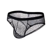 Drelaar Men's Breathable Sheer Underwear Sexy See Through Mesh Briefs Large Black