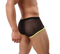 Drelaar Men's Comfortable Silky Underwear Trunks Sexy Translucent Boxer Shorts Large Black