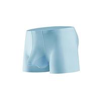 Drelaar Men's Sexy Dual Pouch Silky Boxer Shorts Breathable Comfort Super Soft Trunks Large Light Blue