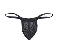 Drelaar Men's Sexy Trap Underwear Soft Breathable Low Rise T-Back See-Through G-strings Large Black