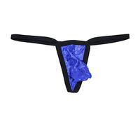 Drelaar Men's Sexy Trap Underwear Soft Breathable Low Rise T-Back See-Through G-strings Large Blue