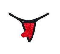 Drelaar Men's Sexy Trap Underwear Soft Breathable Low Rise T-Back See-Through G-strings Medium Red