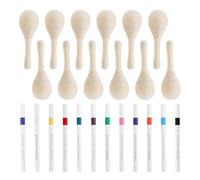 DRELD 12Pcs DIY Mini Wooden Maracas with 12Pcs Multicolor Pens, Percussion Shakers Musical Instruments for Party, Concert, Educational Activity