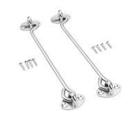 DRELD 2-Pack 10" Cabin Hooks Eye Latches for Door, Summer House, Window | 2 Door Hooks 4 Eye Latches 8 Screws 201 Steel Window Catch Gate Lock Silent Holder for Gate, Garage(10"), Durable and Sturdy
