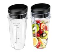 DRELD 2Pack 16oz Blender Cups with Sip Lids - Single-Serve Blending Bottle Compatible with Nutri Nin ja BL770/BL780/BL660 & Nin ja Ultima BL810/BL820/BL830 Series