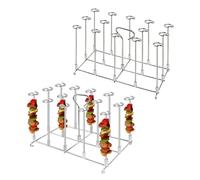 DRELD 2Pcs Air Fryer Skewer Rack Stands - Stainless Steel Kabob Holder Replacement for Ninja Foodi Air Fryer AF300UK/AF400UK Dual Basket Barbecue Accessories (2 Racks)