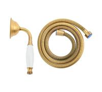 DRELD 2Pcs Retro Shower Head & Stainless Steel Hose Set, Vintage Hand Shower with 1.5m Hose, Victorian Vintage Style Nostalgic Bath Accessory (Antique Copper Color)