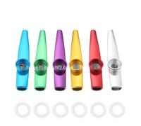 DRELD 6Pcs Metal Kazoos with 10 Flute Membranes - Durable Musical Instruments for Beginners, Ideal for Guitar, Ukulele, Piano & Band Play
