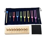 Dreld 9 Solfeggio Tuning Forks Kit, Healing Forks with Updated Wooden Stand, Silicone Hammer and Storage Bag for Healing, Sound Therapy, Musical Instrument, Balancing, Healers (Colorful-1)
