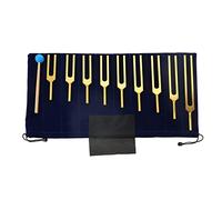 DRELD 9 Solfeggio Tuning Forks Set - 174Hz to 963Hz Healing Tuner with Silicone Hammer & Bag for Sound Therapy, DNA Repair & Balancing (Golden)
