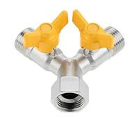 DRELD Brass 1/2 Inch Y Manifold Valve with Independent Shut-Off Taps for Shower Head, Washing Machine, and Garden Hose - Quick Connect, Durable Construction, Versatile Use