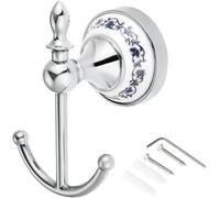 DRELD Decorative Coat Hook, Retro Nostalgic Towel Hooks Ceramic Towel Holder, Classic Multilayer Plating Metal Coat Rack for Bathroom, Bedroom (Silver)