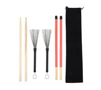 DRELD Drum Sticks Brush Set - 5A Maple Drum Sticks, Retractable Wire Brushes & Rods with Storage Bag for Adults, Rock Jazz Folk Band, Classes, KTV, Parties, Concerts, Music Competitions