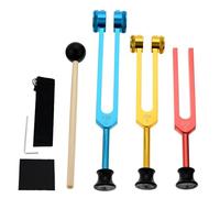 DRELD Tuning Forks Healing -128Hz, 256Hz, 512Hz Tuning Fork with Rubber Base for Chakra Frequency Healing, Sound Therapy, DNA Repair with Cleaning Cloth, Allen Key and Silicone Hammer (Colorful)