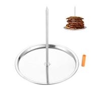 DRELD Vertical Kebab Skewer Tray, BBQ Detachable Spike Meat Spit Stainless Steel Roaster Stand with Drip Tray for Broiler, Medium Chicken, Steak, Kebab, Shawarma, Doner, Gyros (7.6x7.68x8.6 Inch)