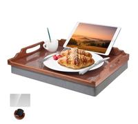DRELIFAM Lap Desk with Cushion,Wooden Bed Tray Table for Eating,Lap Tray in Recliner,Breakfast Tray,TV Dinner Bed Food Trays 42.4 x 32.7 x 5.1 CM (Sapele Wood)