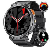 DREMAC FV6 Smartwatch Men's 1.85'' HD Large Display Smartwatch with Flashlight/730 mAh Battery, Sports Watch with 120 Sports Modes, 24/7 Heart Rate, Stress, Sleep Monitor for Android iOS (2 Silicone
