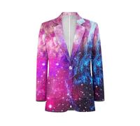 Dremagia Blazer for Men Regular Fit Suit Jacket Sport Coats with Pocket One Button Formal Dress Jacket, Purple Galaxy, M