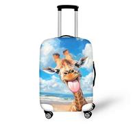 Dremagia Thickened Travel Luggage Cover 18/24/26/28/30/32 Inch Suitcase Spandex Cover, Giraffe Funny Animal, L(for 26-29 inch luggage)