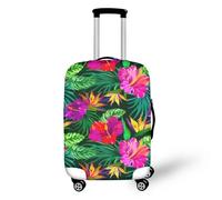 Dremagia Thickened Travel Luggage Cover 18/24/26/28/30/32 Inch Suitcase Spandex Cover, Tropical Floral Leaf, M(for 22-25 inch luggage)