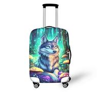 Dremagia Thickened Travel Luggage Cover 18/24/26/28/30/32 Inch Suitcase Spandex Cover, Wolf Mushroom, L(for 26-29 inch luggage)