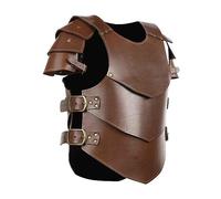 DREMDO Medieval Leather Chest Armor, Viking Gothic Breastplate Chest Guard, Renaissance Cosplay Knight Battle Armour for Halloween, Themed Party,Brown
