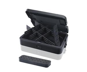 Dremel Black Box Tool Storage with 6 Dividers and Accessory Holder, Customisable DIY Organizer for Rotary Tools Accessories, Small Tools, Compact & Stackable Storage System