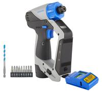 Dremel Blueprint 12V Brushless 3-in-1 Drill Driver Cordless Kit with Integrated Stud Finder, Detachable Laser Level, 2.0 Ah Battery, 9X Bit Set, 1x Multimaterial Drill-Bit, Bubble Level, Fast Charger