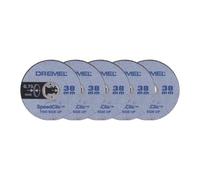 Dremel SC409 EZ SpeedClic Thin Metal Cutting Disc 38mm 5-Pack | Precise Fine Slitting for Sheet Metal and Aluminium Plates, Abrasive Wheel 14mm Cut Depth, RotaryTool Compatible