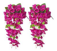 Dremisland 2PCS 55cm Artificial Hanging Flowers Fake Hibiscus Flowers for Outdoor Summer Decor Silk Hibiscus UV Resistant Fake Hanging Plants Long Trailing Vine for Outside Planter Porch Patio Yard