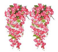 Dremisland 2PCS 55cm Artificial Hanging Flowers Fake Hibiscus Flowers for Outdoor Summer Decor Silk Hibiscus UV Resistant Fake Hanging Plants Long Trailing Vine for Outside Planter Porch Patio Yard