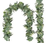 Dremisland 2PCS Artificial Eucalyptus Garlands Fake Vines 6FT Artificial Foliage Garland Faux Eucalyptus Leaves Willow Foliage Greenery Garland for Wedding Party Table Runner