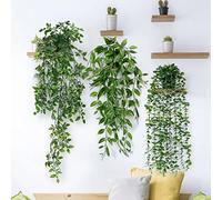 Dremisland Artificial Plant Eucalyptus - Set of 3 Decorative Artificial Hanging Plants with Pots Fake Ivy Vines Greenery Faux Trailing Plants for Home Garden Office Shelf Wall Decoration