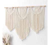 Dremisland Macrame Wall Hanging Large Boho Chic Woven Tapestry Leaf Tassel Wall Art Cotton Rope Bohemian Macrame Wall Decor for Living Room Bedroom Apartment Backdrop