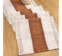 Dremisland Table Runner Macrame Farmhouse 95 Inch Boho Table Runner Caramel Woven Cotton Table Cover Rustic Dresser Scarf Table Decoration for Dining Kitchen Table Party Birthday Decor