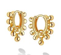 DREMMY STUDIOS Dainty Huggie Hoop Earrings 18K Gold Filled Simple Cute Tiny Dangle Ball Turquoise Jacinth Bule Zirconia Cone Dagger Spike Hoop Earrings Women Minimalist Personalized Gift for Her Gold