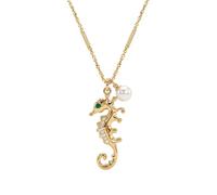 Dremmy Studios Gold Necklace for Women 14K Gold Plated Necklace Boho Summer Beach Coastal Pendnat Necklace for Women Vacation Summer Jewelry Gift, 17.7"+1.96" (necklace), 0.5" * 0.75" (pendant), Brass