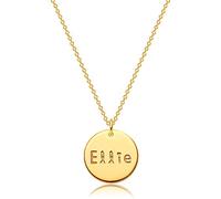 DREMMY STUDIOS Personalized Name Disc Necklace 18K Gold Filled Custom Disk Name Necklace Dainty Engraved Nameplate Circle Karma Delicate Charm Coin Name Necklace Unique Meaningful Gift for Mom Women,