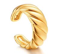 DREMMY STUDIOS Women Gold Ear Cuff Earrings 18K Gold Plated Non Pierced Tiny Ear Cuffs Huggie No Piercing Hoops Ear Cartilage Clip on Wrap Hoop Simple Small Minimalist Dainty Adjustable Fake Earrings