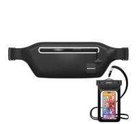 Drench 100% Underwater Waterproof Fanny Pack. Waist Pack. Submersible Waterproof Phone Pouch. Dry Bag for Swimming & Snorkelling. Underwater Phone case., Black waist pack with phone pouch, 4x1x10