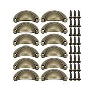 Dreneco 12pcs Shell Cup Handles Iron-Nickel Alloy Half Moon Vintage Cupboard Door Drawer Cabinet Handles Knobs with Screws (Bronze)