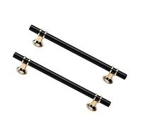 Dreneco 2 Pack Cupboard Handles Zinc Alloy Kitchen T Bar Handle Drawer Wardrobe Cabinet Furniture Door Pulls Knobs (160mm Hole centres, Black+Gold)