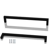 Dreneco 2 Pack Kitchen Door Handles, Drawer Knobs, Cabinet Handles Stainless Steel Square Kitchen Cupboard Handles, 224mm, Black (Screws Included)