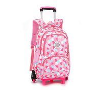 Dreneco School Bags for Girls with Wheels, Kids Trolley Bag, Backpack for Girls Multi-Compartment Primary and Secondary School Bag Casual Daypack Travel Backpack Student Satchel