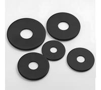 Drenky 25 Pcs Black Stainless Steel Washers M5 x 25mm Thickness 1.5mm Shockproof Large Washer DIN 125 Round Flat Sealing Gasket for Screws & Bolts